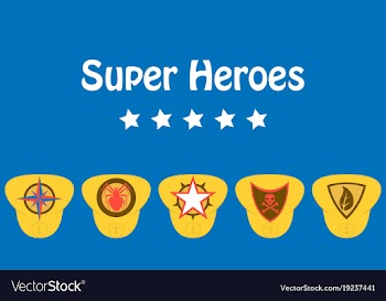 Set of superhero color flat badges emblems logos vector image