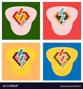 Set of superhero color flat badges emblems logos vector image
