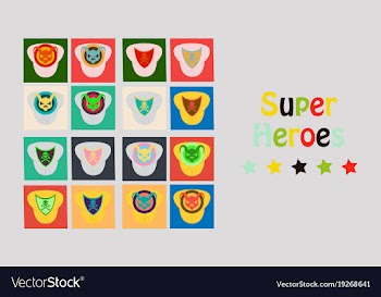 Set of superhero color flat badges emblems logos vector image