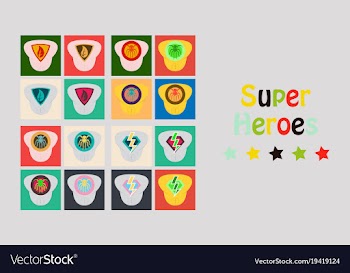 Set of superhero color flat badges emblems logos vector image