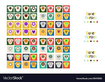Set of superhero color flat badges emblems logos vector image