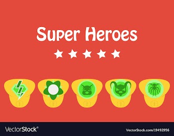 Set of superhero color flat badges emblems logos vector image