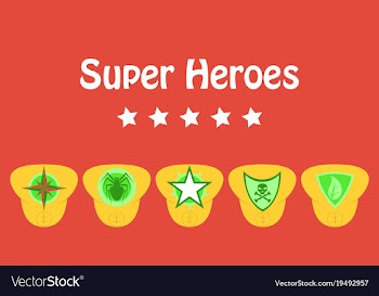 Set of superhero color flat badges emblems logos vector image