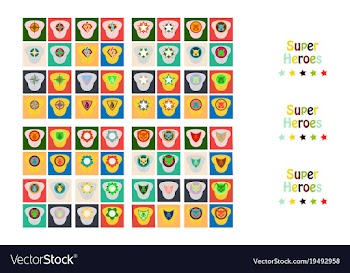 Set of superhero color flat badges emblems logos vector image