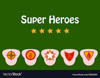 Set of superhero color flat badges emblems logos vector image