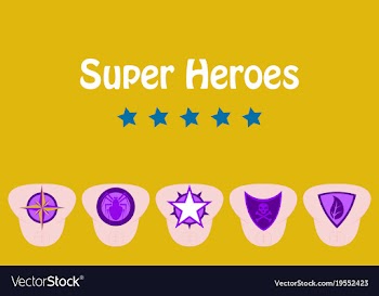 Set of superhero color flat badges emblems logos vector image