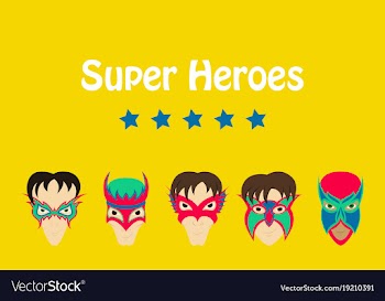 Set of superhero in action superhero character vector image