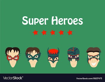 Set of superhero in action superhero character vector image