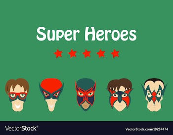 Set of superhero in action superhero character vector image