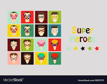 Set of superhero in action superhero character vector image