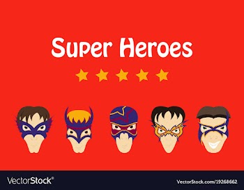 Set of superhero in action superhero character vector image