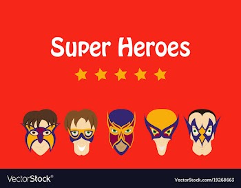 Set of superhero in action superhero character vector image