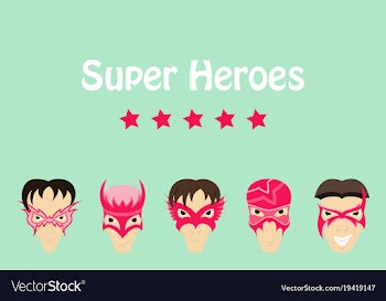 Set of superhero in action superhero character vector image
