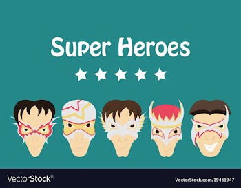 Set of superhero in action superhero character vector image