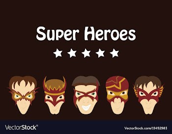Set of superhero in action superhero character vector image