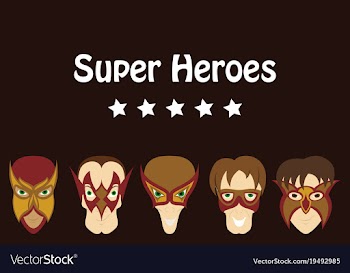 Set of superhero in action superhero character vector image