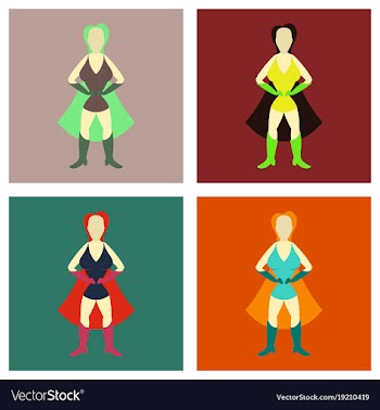 Set of superhero womanfemale cartoon character vector image
