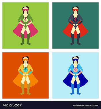 Set of superhero womanfemale cartoon character vector image