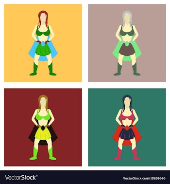 Set of superhero womanfemale cartoon character vector image