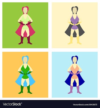 Set of superhero womanfemale cartoon character vector image