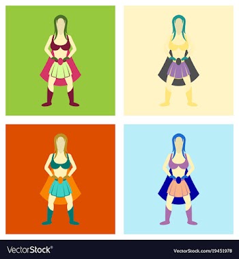 Set of superhero womanfemale cartoon character vector image