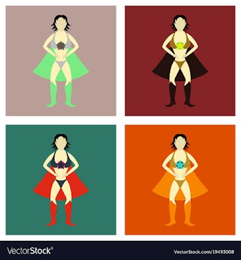 Set of superhero womanfemale cartoon character vector image