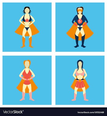 Set of superhero womanfemale cartoon character vector image
