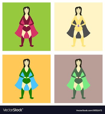 Set of superhero womanfemale cartoon character vector image