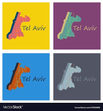 Set of tel aviv flat map artprint landmass water vector image