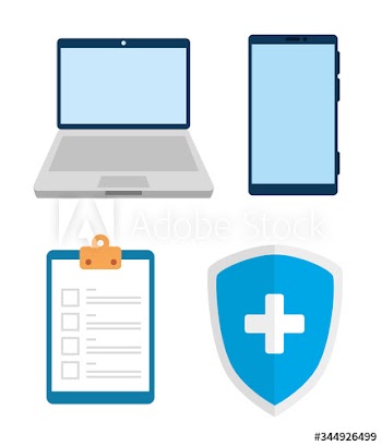 set of telemedicine technology icons design