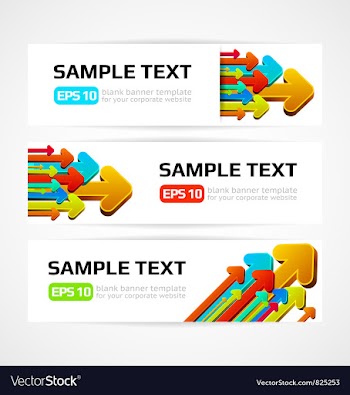 					Set of three banners with 3d arrows vector image														