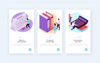 Set of three isometric accounting vertical banners Free Vector
