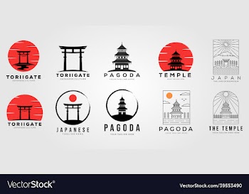 set of torii gate or collection of japan temple