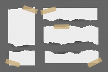 Set of torn ripped paper sheets with sticker Free Vector
