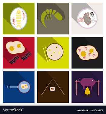 Set of traditional food icons vector image