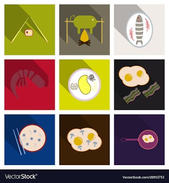 Set of traditional food icons vector image