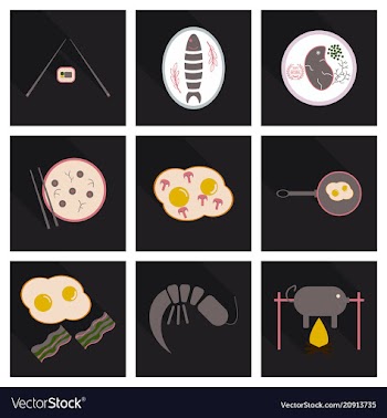 Set of traditional food icons vector image