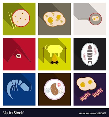 Set of traditional food icons vector image