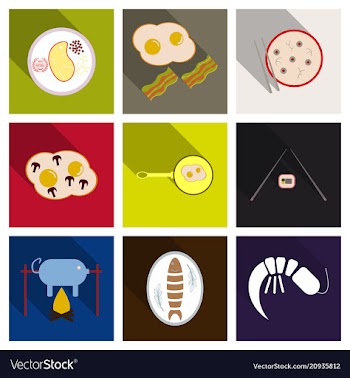 Set of traditional food icons vector image