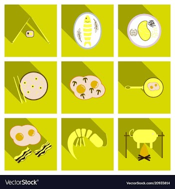 Set of traditional food icons vector image
