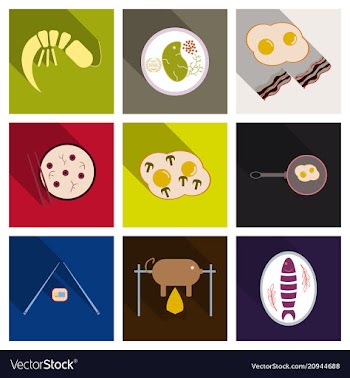 Set of traditional food icons vector image