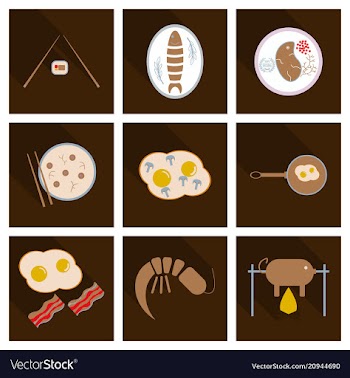 Set of traditional food icons vector image