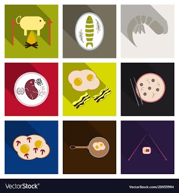 Set of traditional food icons vector image