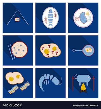 Set of traditional food icons vector image