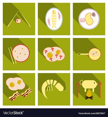 Set of traditional food icons vector image