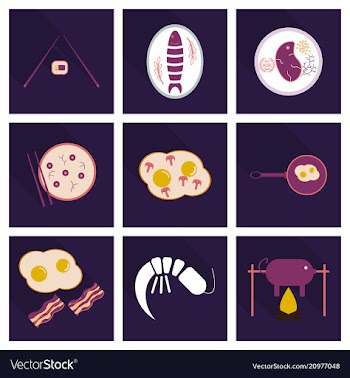 Set of traditional food icons vector image