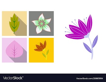 Set of treesleaves and flowers in flat concepts vector image