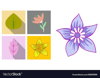 Set of treesleaves and flowers in flat concepts vector image