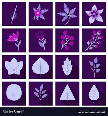 Set of treesleaves and flowers in flat concepts vector image