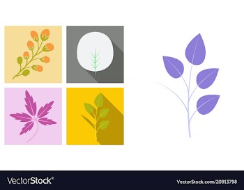Set of treesleaves and flowers in flat concepts vector image